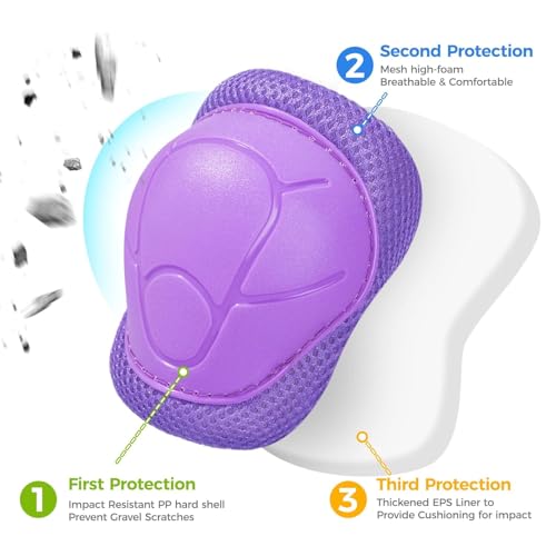 image for BOSONER Basic Kids Protective Gear: Kids Knee Pads and Elbow Pads with