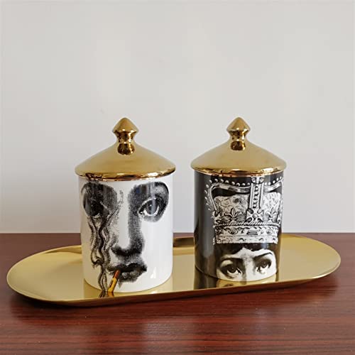 Bougeoirs visage de dame en céramique et pot de rangement multifonction