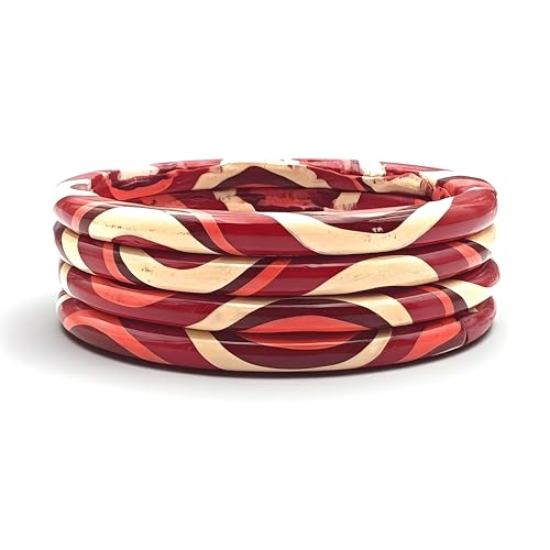 Image of Rajasthani Traditional Lac Bangles Set, Handcrafted Multi-Color Pattern with Gold Accents, Jaipuri Lakh Chudi, Red, Maroon, Pink, Purple, Blue, Green, 4 Piece Set