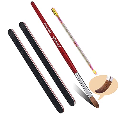 Kolinsky Acrylic Nail Brush #6 100% Kolinsky Hair Nail Art Brush for Acrylic Application, Non-Forked And Non-Clumping Oval Crimped Sable Hair Acrylic Nail Brushes for Nail Art Manicure Tool