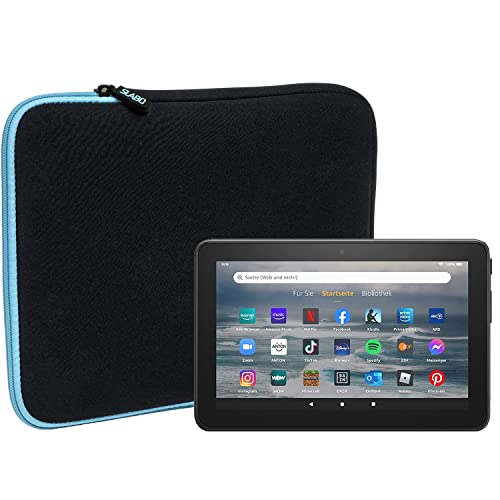 Slabo Tablet Tasche Schutzhülle für Amazon Fire 7-Tablet (2022, 12. Gen.) Hülle Etui Hülle Phablet aus Neopren – TÜRKIS/SCHWARZ