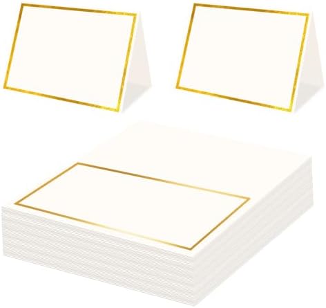 50Pcs Table Tent Cards with Gold Foil Border, 5.1x 8.4cm Place Ca...