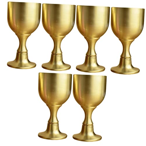 6 Pz Bicchiere Da Vino Alto in Ottone Calice Da Degustazione Di Vino Bicchiere Di Liquore Al Vino Calice Da Whisky Calice Di Vino Dorato Cena Domestico Coppa Di Vino Di Riso Rame