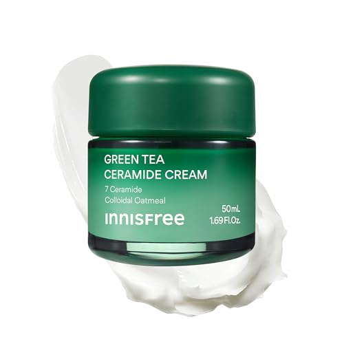 innisfree Green Tea Ceramide Cream | Hydrating Korean Rescue Cream for Acne and Dry Sensitive and Eczema Prone Skin | Non-Comedogenic