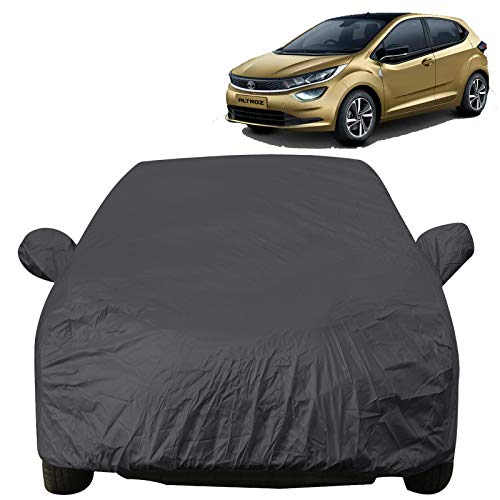 Image of Altroz Dustproof Car Cover with Mirror Pockets, Grey Color, Taffeta Polyster,Triple Stitched, Compatible with Tata Altroz Car Cover (2020 to 2024), Altroz Car Accessories