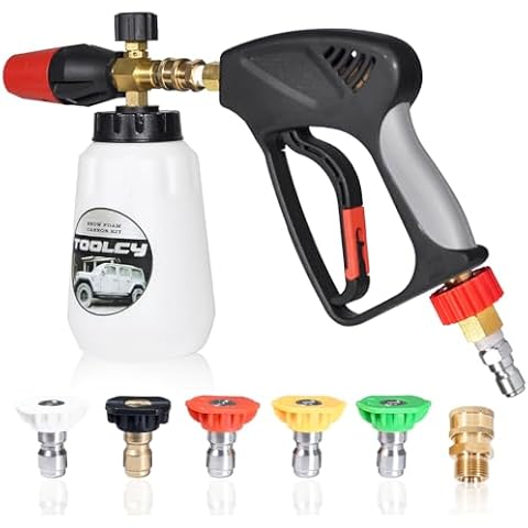 TOOLCY Foam Cannon Kit with Pressure Washer Gun 5000 PSI, 5 Nozzle Tips, 1/4" Quick Connector, 1L Bottle, Quick Release, Industrial Grade Cover