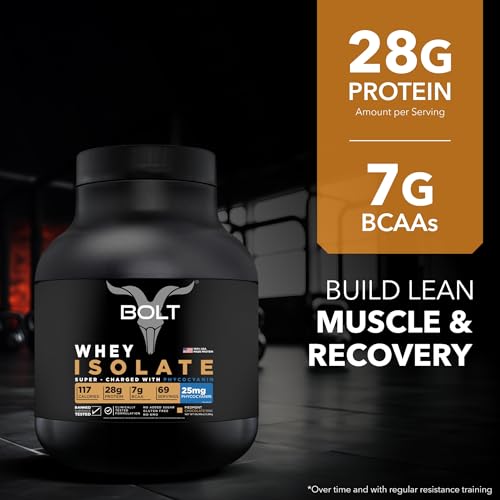 Image of Bolt 100% Whey Isolate Powder | 28g Protein Per Scoop, 7G BCAA | Piedmont Chocolate | 69 Servings | 5lb,2.268kg | Muscle Recovery | Lean Muscle Support | Fast Absorption |Gluten-Free | Easy to Digest