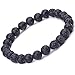 Unendlich U Cool Damen Herren Unisex Buddha Armband Armreif, 9mm Energie-Stein Kugeln Perlen Gebet Mala Stretch Energiearmband, Schwarz(Lavastein)