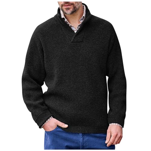 RTRDE Men's Fashion Shawl Collar Pullover Casual Long Sleeve Knitted Dress Sweater Winter Work Tops, M-4XL