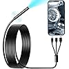 Wireless Endoscope, Wi-Fi Industrial Borescope with 6 LED Lights, 7.9mm 3 in 1 USB Snake Camera, Waterproof IP67 Inspection Camera for OTG Android, iPhone (10ft, Type-C, Micro, Lightning)