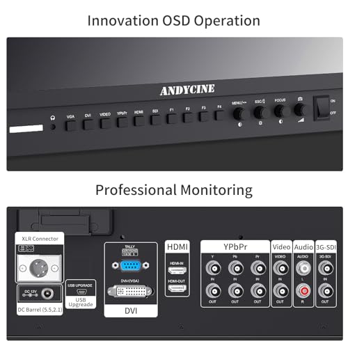 Image of ANDYCINE C173S 17.3 Inch 1920x1080 Resolution 4K HDMI 3G-SDI Input and Output Broadcast Production Monitor,Desktop Director's Monitor with YPbPr, Video