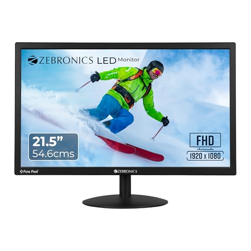 Zebronics 21.5” (54.6cm) LED Monitor, FHD 1920x1080, 250nits Brig...