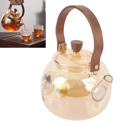 Théière en verre borosilicate 32 Oz avec poignée bois pour infusion vapeur - 5