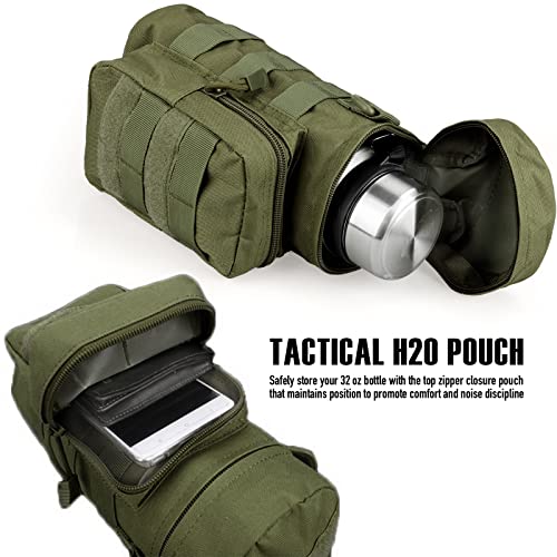 Livans Tactical Molle Water Pouch, Tactical Bottle Holder Military Water Bottle Bag Hydration Carrier H20 Pouch Kettle Pouch Fits Up To 32 Oz. Wide-Mouth Bottles #TOP4