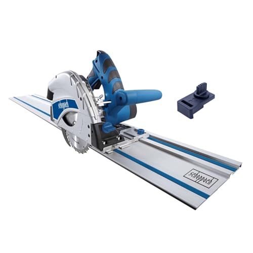 Scheppach PL75 Plunge Saw 1600W 210mm Blade 75mm Cut Depth 2.5m Guide Rail System 45 Bevel Track Saw Kit for Wood Metal Plastic Flooring