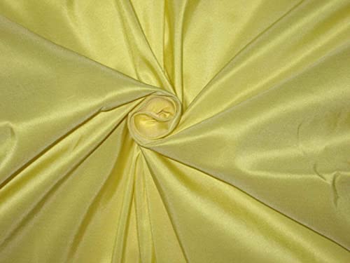 Tissu taffetas pure soie jaune citron textile couture 152 cm au mètre