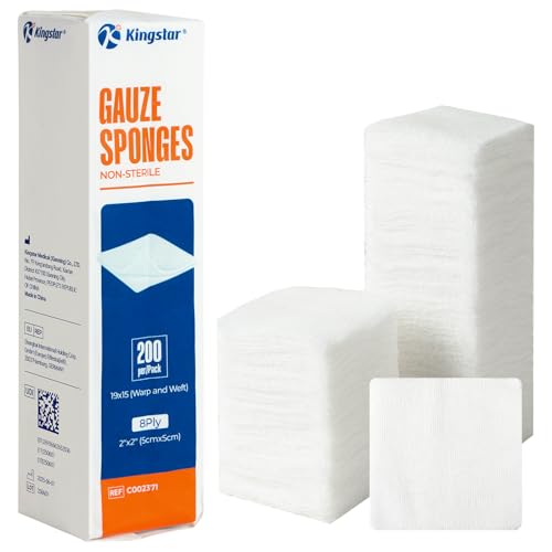 Image of 200 Pack 2x2 Inch Gauze Sponges 8-Ply, 100% Cotton Woven Gauze Pads for Wound Care, Highly Absorbent Bulk Hospital-Grade First Aid & Surgical Dressing