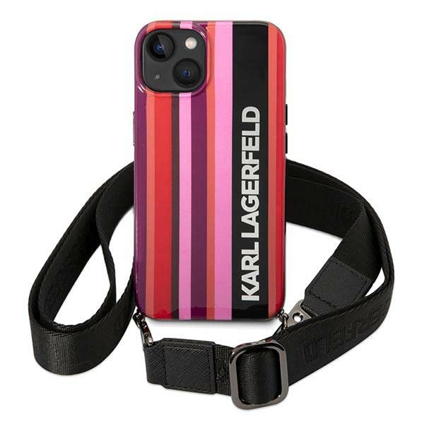 Coque Karl Lagerfeld iPhone 14 rigide rose rayures protection téléphone 6,1 pouces - 2