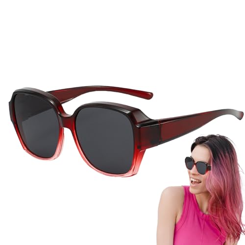 Gafas de sol que se ajustan sobre las gafas, gafas de sol polarizadas que se ajustan sobre las para hombres,Gafas polarizadas para hombres y mujeres - Protección UV, montura cuadrada, sombra fac