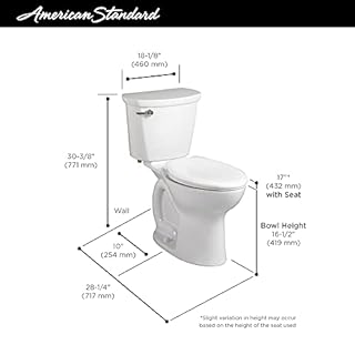 American Standard 215AB104.020 Cadet PRO Two-Piece Toilet Less Seat, Elongated Front, 10-in Rough-In, White, 1.28 GPF