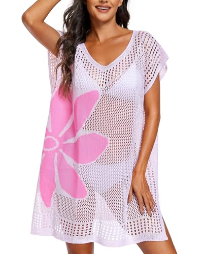 Image of Adisputent Womens Swimsuits Cover Ups Crochet Chiffon Beach Cover Bathing Suit Bikini Wear Coverups Dress