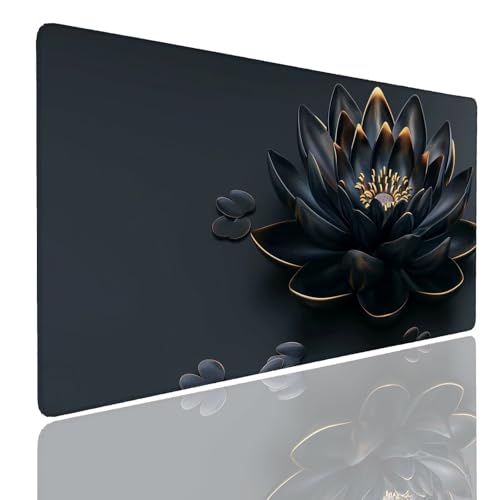Tapis de bureau gaming accessoire deco motif lotus pour sublimer votre espace de travail