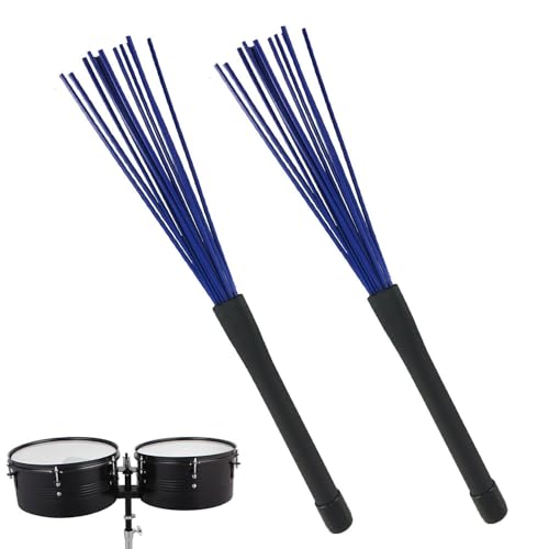 Esforzarse - Esforzarse 1 Pair Drum Brushes, Nylon Brushes Retractable Loop End for Drum Sticks,Retractable Drum Brushes Percussion Brush, Nylon Drum Sticks Telescopic Drum Kit(29.5cm)