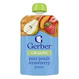 Gerber Organic Pear Peach Strawberry, 3.5 oz