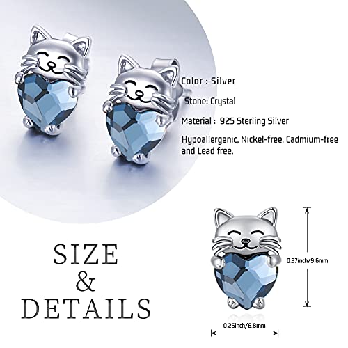 Hypoallergenic Cat Earrings 925 Sterling Silver Cute Animal Kitten Stud Earrings Cat Jewelry Gifts For Women Girls Pet Lover #TOP1
