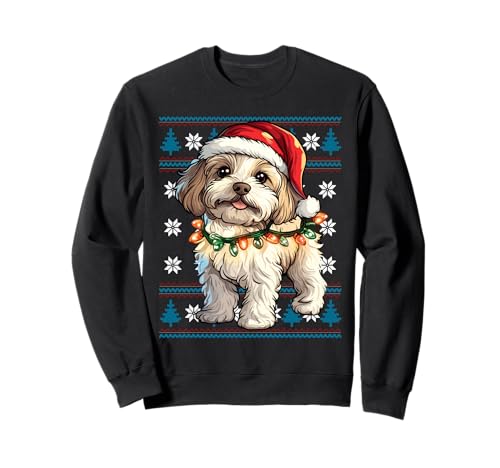 Cavachon Santa Xmas Tree Lights Cavachon Ugly Christmas Sweatshirt