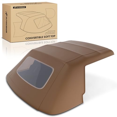 A-Premium Brown Convertible Soft Top Compatible with Ford Mustang 1983-1993, Convertible, with Plastic Window