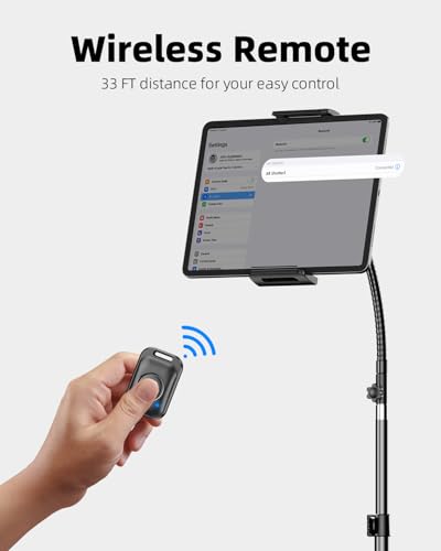 Weilisi Heavy Duty Tablet Tripod Stand 82” Tall, Floor Stand with Remote and Adjustable Gooseneck for Watching/Stream/Recording, Tripod for iPad Pro 12.9”/Kindle/iPhone, and All 4.5-13” Tablet/Phone