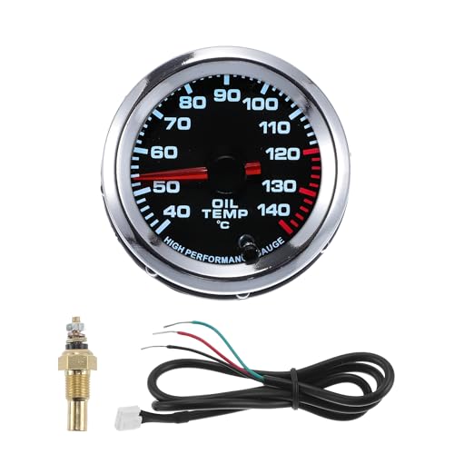 X AUTOHAUX Oil Temp Temperature Gauge Meter Kit Chrome Plating Engine Temp Gauge 2" 52mm Colorful 40Degrees Celsius-140Degrees Celsius