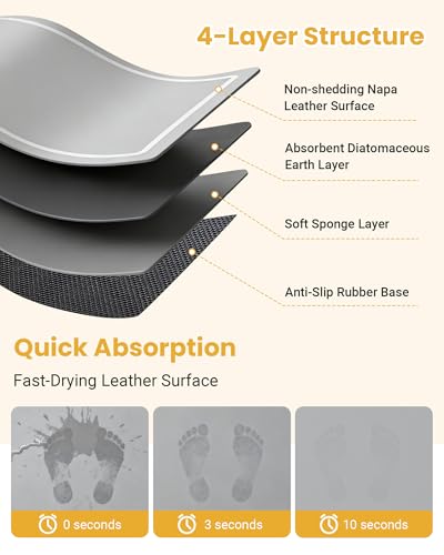 Soft Diatomaceous Earth Bath Mat, Super Absorbent Bath Mat, Quick Dry Large Bathroom Mats, Gray Bathroom Rugs Non Slip Washable, Stone Bath Mats Substitute, Bath Room Runner Decor, 15.74" x 47.2" — view 2