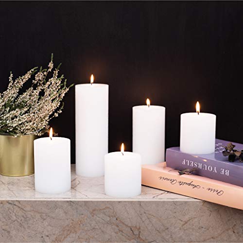 Candwax 3X6 Pillar Candles Set Of 3 - Decorative Rustic Candles Unscented And Valentines Candles - Ideal As Wedding Candles Or Large Candles For Home Interior - White Candles #TOP6