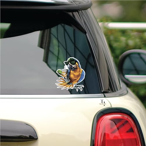 Image of Thats It! Blue Macaw Tropical Drink Vacation Relax Stickers | Removable Decal Car Bumper | Indoor Outdoor Window Sticker | Vinyl Decal for Laptop, iPad | Waterproof & Long Lasting | TI - 354