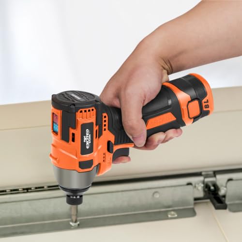 Image of 17V Brushless Screwdriver 140Nm Impact Driver Set | Cordless Screwdriver, 3 Adjustable Speed, 2 Batteries, Led Work Light, Orange, Electric Power Tools