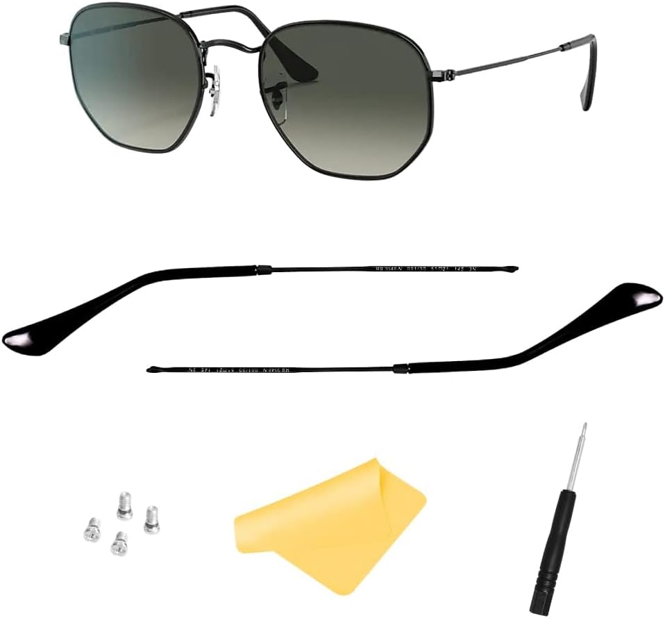 Replacement Temple Arm,Temple Tips for RB3447 RB3547N RB3548N RB3647N Sunglasses,with 4 Screws,1 Screwdriver (Black）
