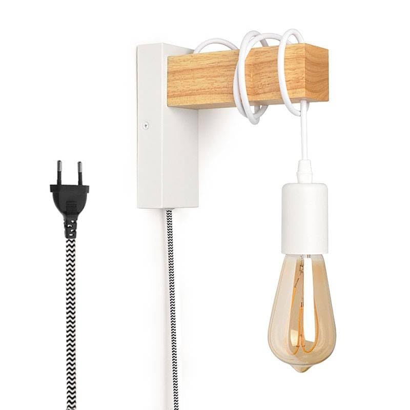 B·LED BARCELONA LED - Apliques de pared madera RUDER - Con interruptor y enchufe - E27