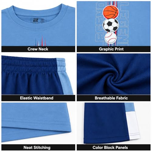 Image of Pro Athlete Active Boys Short Sets - 2 Piece Performance Crewneck Short Sleeve T-Shirt and Shorts Boys Athletic Sets (8-16)