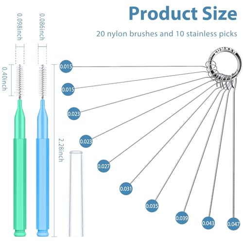 Image of Multiple-Size Shower Head Cleaning Brush Cleaner Tool Picks for Small Hole Nozzle, 30PCS (Grren Blue)