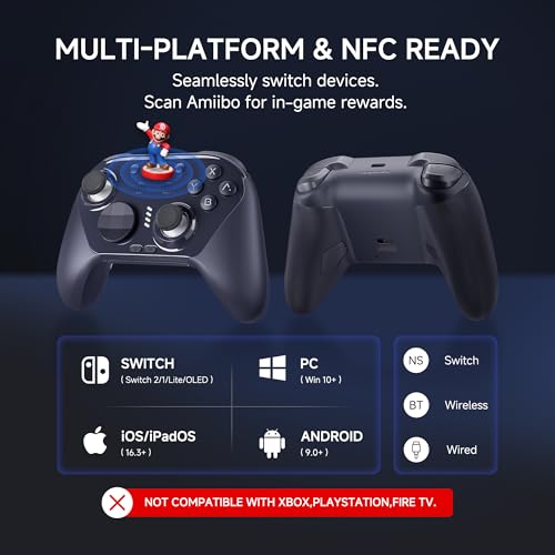 Image of MOBAPAD Chitu2 HD Wireless Pro Controller for Nintendo Switch 2 /1 Lite /OLED, Gamepad with TMR Glide Joysticks [ZERO Drift], HD Rumble, NFC, Mechanical Buttons, Turbo, Programming, 6 Axis Gyro