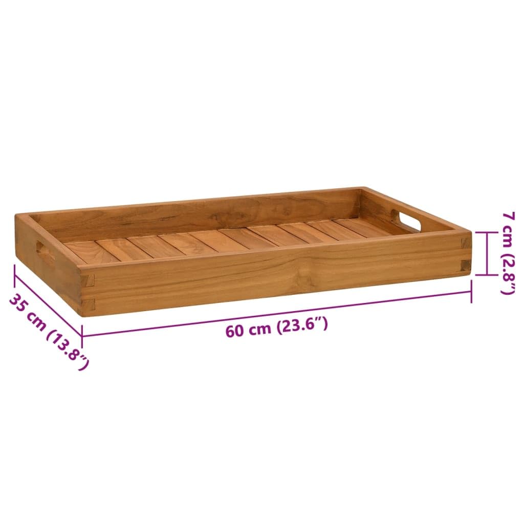 Bandeja de servir de madera maciza de teca de 60 x 35 cm con asas empotradas, bordes elevados para queso, plato para tartas, bufé y fiesta de tapas