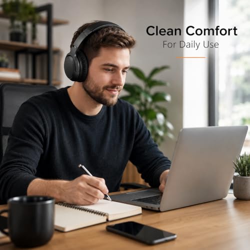 Image of Street27 Headphone Ear Cushion Cover for ATH, Sony, Edifier & More | Stretchable Fabric Ear Pad Covers Sweat Resistant Protector for 4-8cm Headphone Earpads (1 Pair, Black)