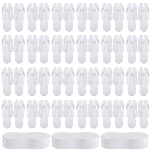 Kronabelle Lot de 100 paires de tongs jetables blanches en EVA pour invités, idéales pour spa, salons de manucure, hôtels et besoins de voyage, sandales de...