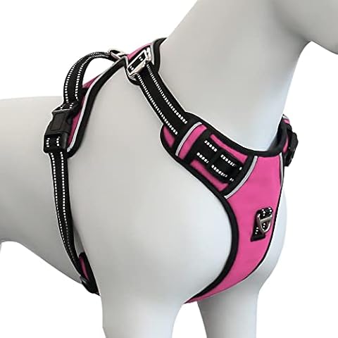 Plutus Pet No Pull Dog Harness, Release at Neck, Adjustable Reflective No-Choke Dog Vest Harness, Soft Padded with Easy Control Handle, for Small Medium Large Dogs (L, Pink) Cover