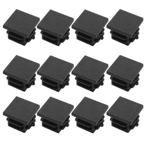 Image of Bonsicoky 12 Pack 3 /4 inch Square Plastic Plugs, Black Tubing End Caps Plugs Insert for Square Tube and Furniture Legs