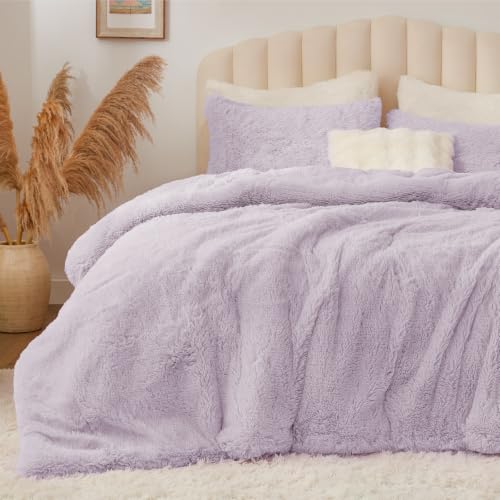 Image of BEDELITE Lavender Fluffy Comforter Set Queen, Fuzzy Faux Fur Comforter