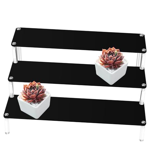 Cabilock Acrylic Display Riser Three Tier Cupcake Stand for Collectibles Small Flowerpots Perfumes Acrylic Display Shelf for Home Store Use