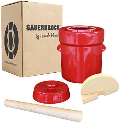 Humble House German Style Fermentation Crock Sauerkrock Water Sealed Jar Lid And Weights For Fermenting Sauerkaut Kimchi And Pickles 2l Red Unknown Amazon Ae